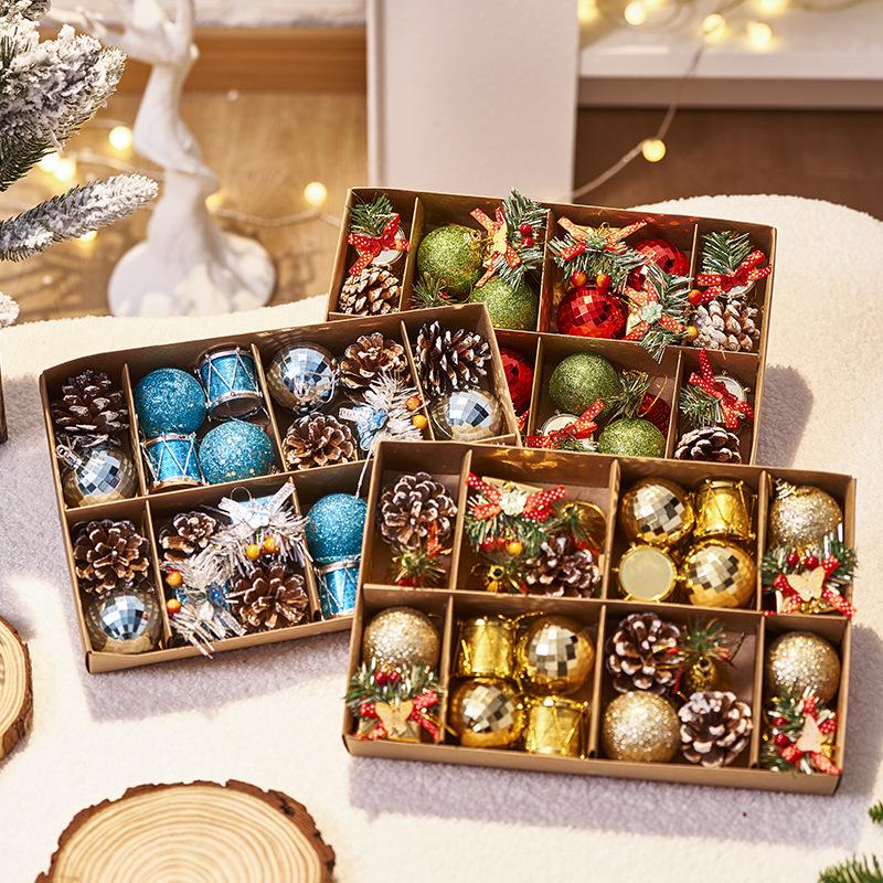 Christmas Ornaments Set - Includes Balls, Bells, Pinecones & Drums for Christmas Tree Decorations, Holiday Home Party Decor