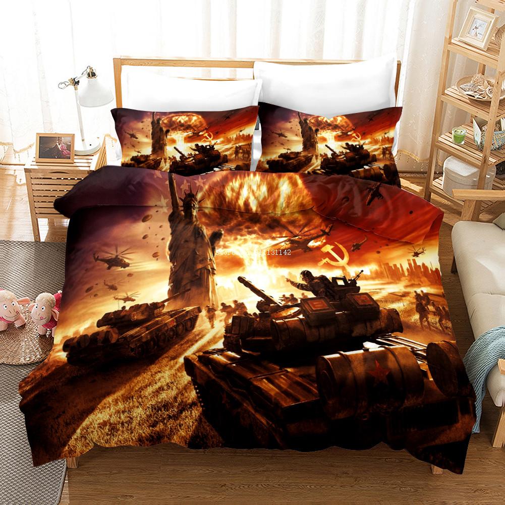 Deluxe Modern Tank Race Bedding Set - Single/Double/King/Queen Size Down Quilt Cover & Pillowcase, Home Textile