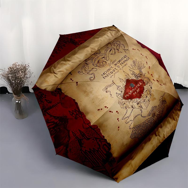 1pc Marauders Map Umbrella with Plastic Handle,Cartoon Pattern,Suitable for All Seasons Multi-functional Umbrella542