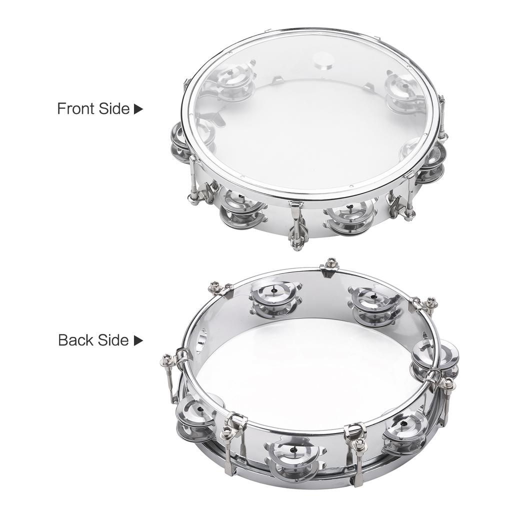 8inch Tambourine Handbell Hand Drum with Double Row Jingles Musical Percussion Instrument