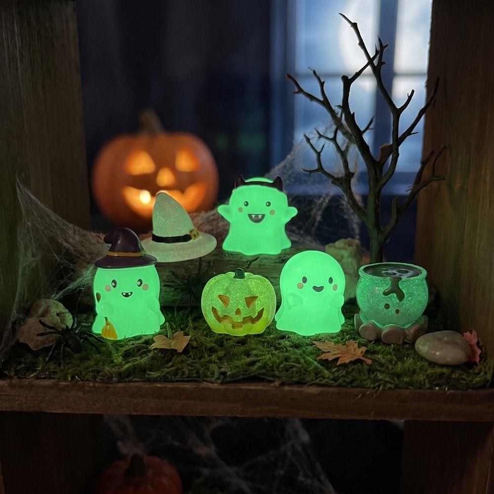 DIY Halloween Ghost Miniatures Pumpkin Ghost Ornament Halloween Luminous Ornament  Party Props