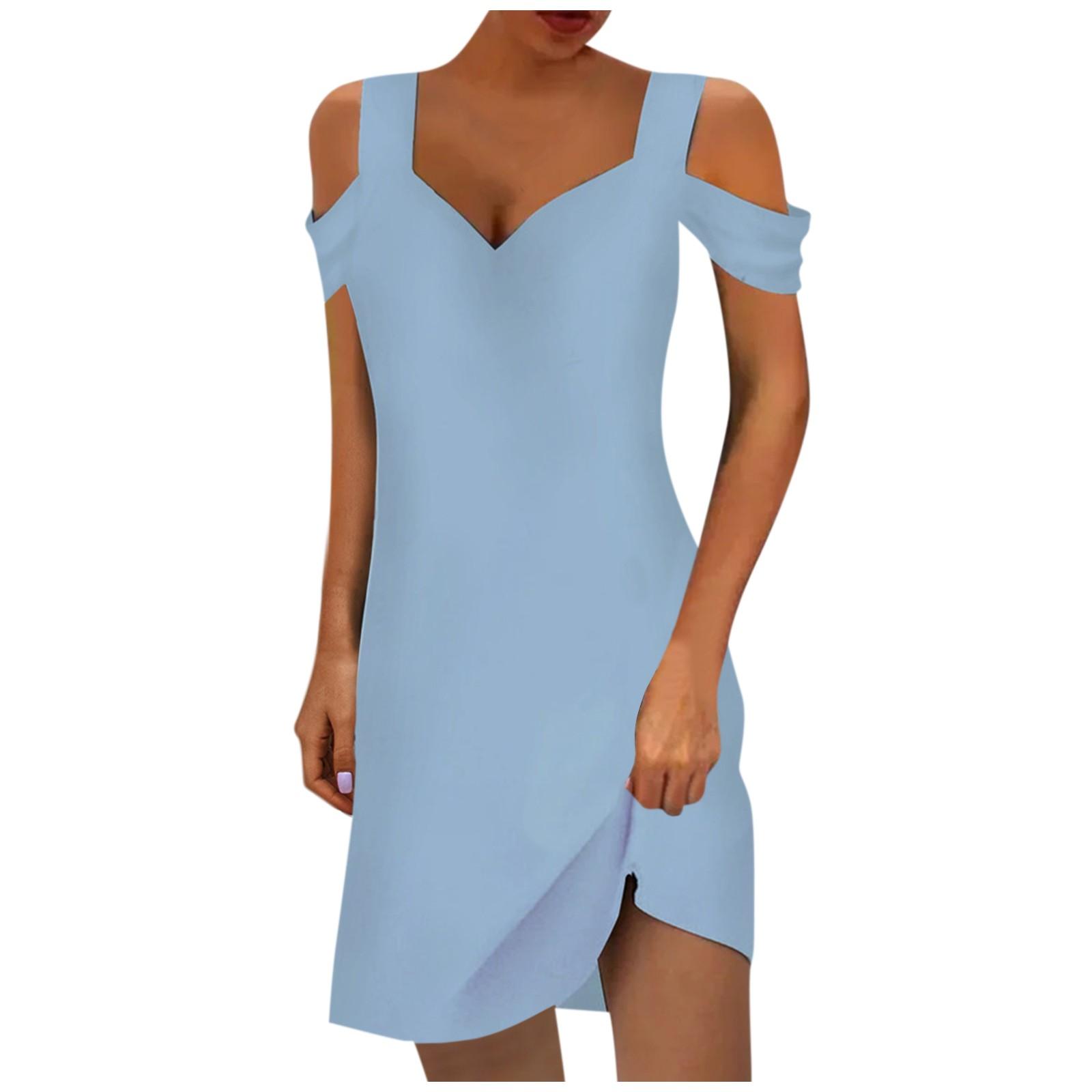 

(SU)Женское платье с V-образным вырезом и открытыми плечами, винтажное повседневное платье с принтом, однотонное платье для женщин