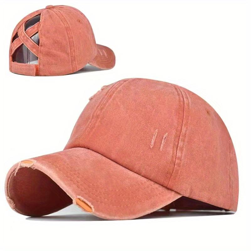 

Женская бейсболка с высоким хвостом и рваными волосами — стильная потертая отделка, удобное отверстие для хвоста, ультрамягкая, универсальный дизайн для модных нарядов Adjustable оранжевый