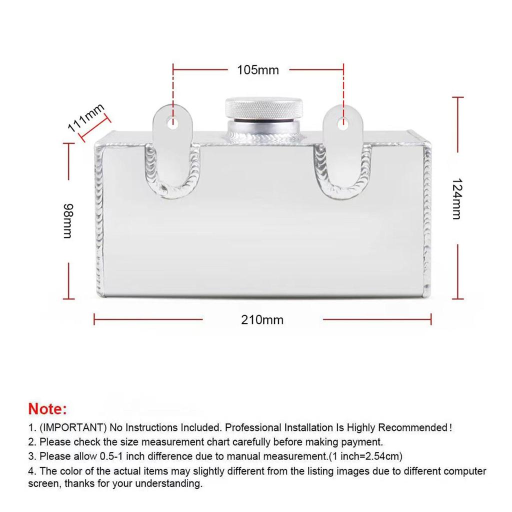Universal Alloy Windscreen Washer Bottle Aluminium 2L Intercooler Spray Water Tank for Automotive Use