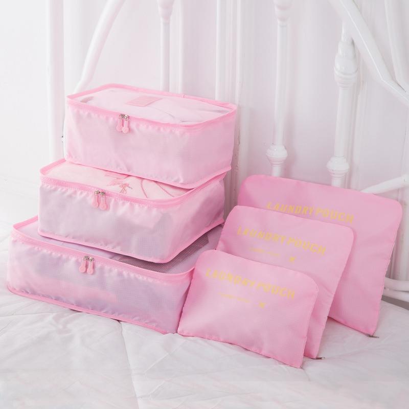Travel Organizer Cubes 6-Piece with 4 Compartments, Luggage Packing Cubes for Underwear, Socks, Clothes, Suitcase Storage Bags
