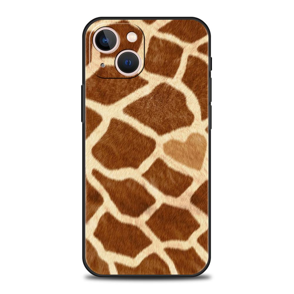 Luxury TPU Soft Phone Case For iPhone 16 11 15 14 Pro MAX 12 13 7 8 Plus X XR XS SE 2022 Black Cover Giraffe Illustration