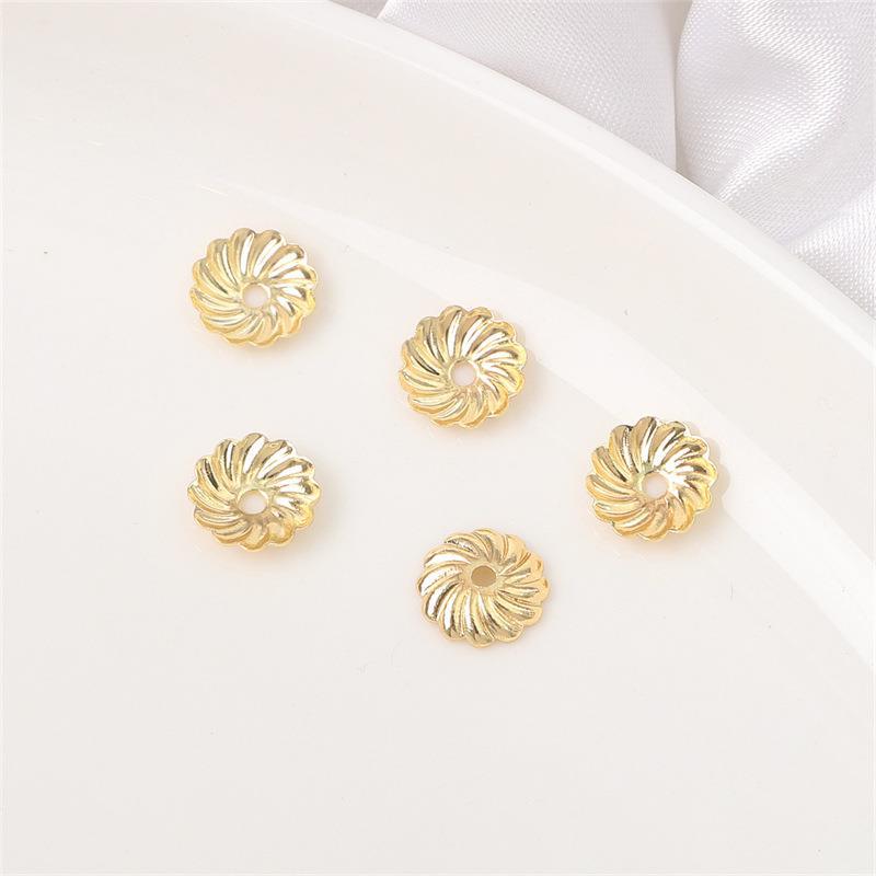 14K Gold Filled Flower Cap Bracelet DIY Jewelry Accessories with White Gold Beaded Spacers