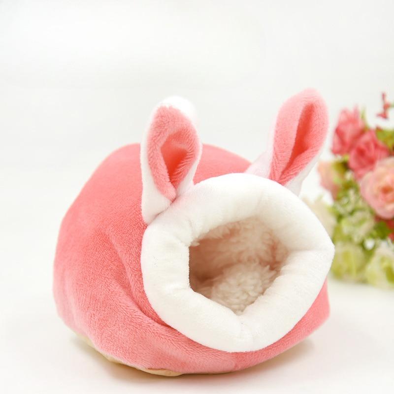 New Small Pet Cotton Nest Hamster Golden Bear Cotton House Grey Rabbit Chick Little Rabbit Autumn and Winter Warm Sleeping Nest (Pink,S) розовый