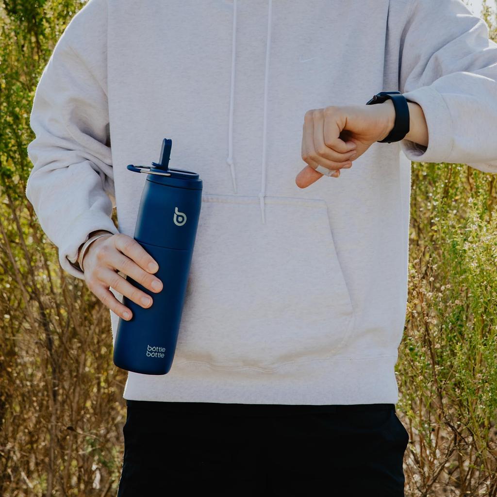 BOTTLE BOTTLE 1 Liter Water Large Capacity with Direct Vacuum Stainless Steel Double for Girls and Indigo Blue Bottle, (1000ml), Straw, Drinking,