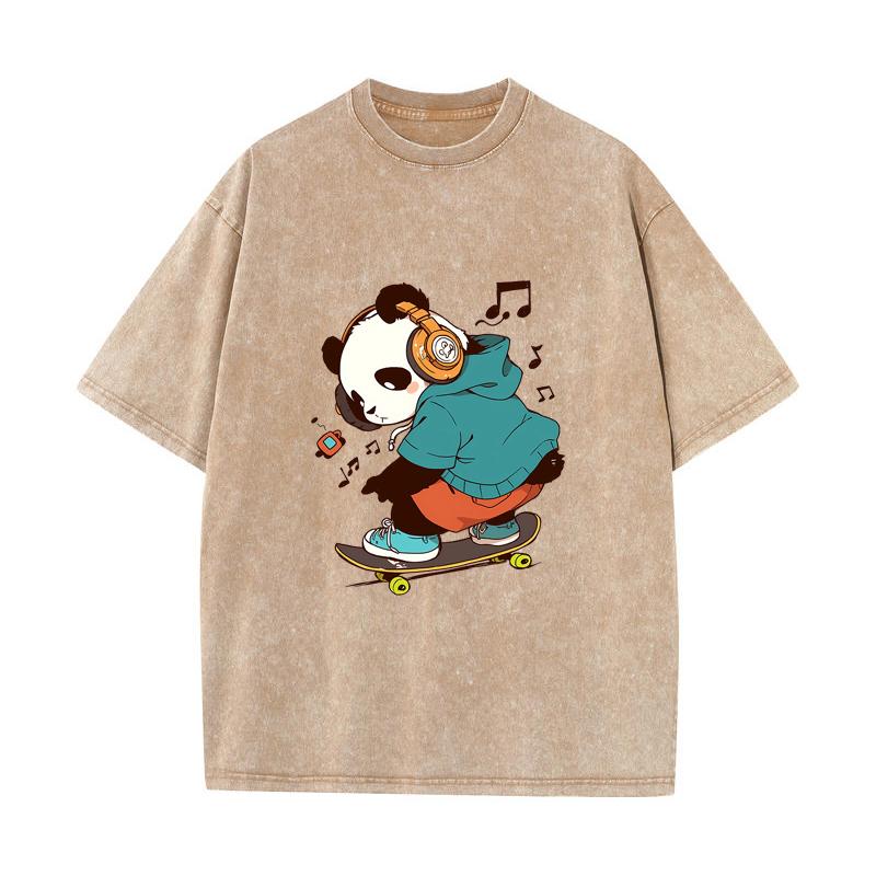 XH+90 MINISO 2026 Summer Vintage Wash Printed Pure Cotton Shoulder Style Men's and Women's Round Neck Short Sleeved Couple T-shirt