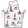 1pc Lighthouse Sea View Print Apron with Nautical Lighthouse & Sea, Adjustable Waistband, Durable Easy-Clean Polyester Suitable for Kitchen Cooking, G