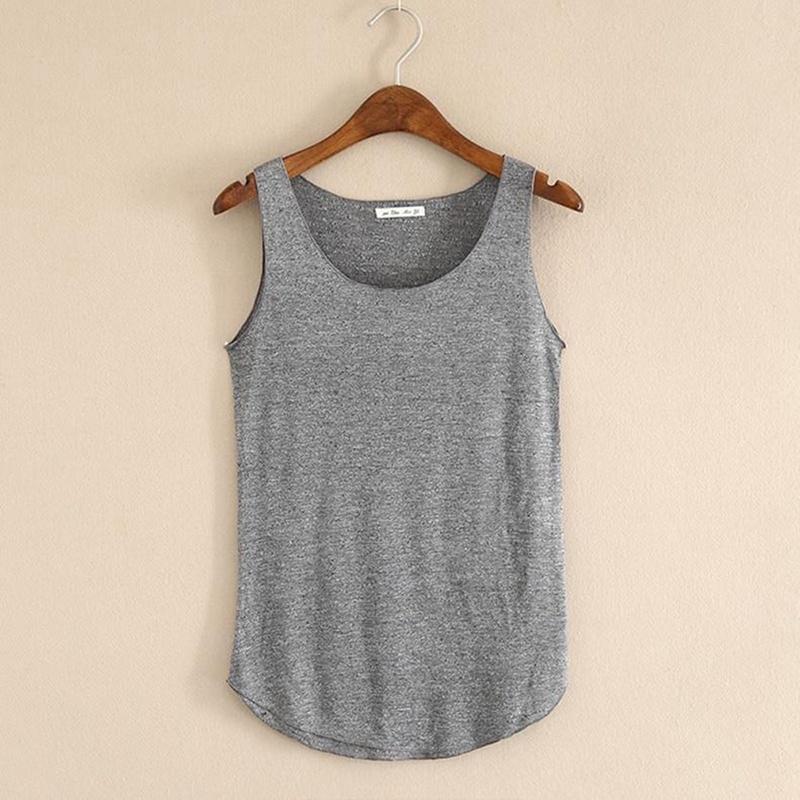 Women Summer Slub Cotton Tank Top Sleeveless T Shirt Round Neck Loose Singlets Vest Tops