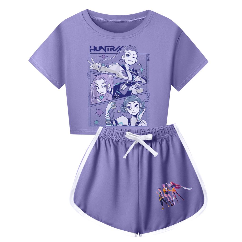 Kids Summer Sport T-Shirt And Shorts 2 Piece Outfit Tracksuit Set Short Sleeve Print Crop Tops With Clothing Set