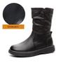 2024 Women's British Style Flat-Sole Velvet Mid-Length Martin Boots for Autumn and Winter