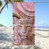 Glitter Pink Leopard Beach Towel Patterned Sunscreen And Windproof Suitable For Swimming Pool Camping Travel