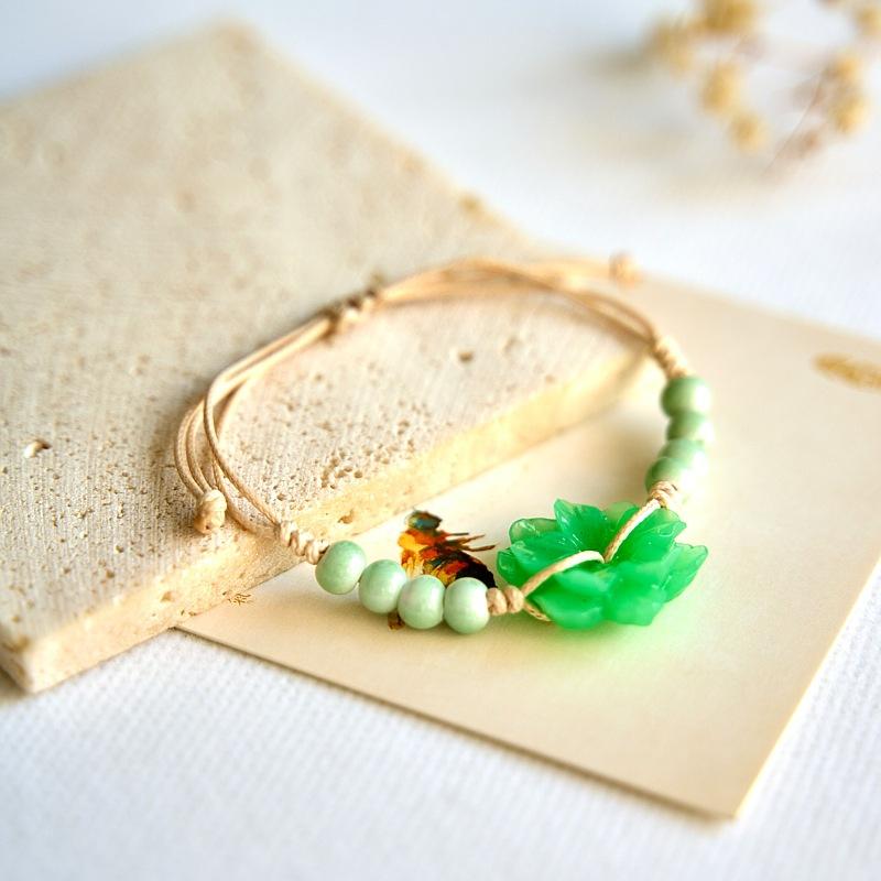 New Chinese Flower Woven Bracelet Wholesale Hot-selling Retro Jewelry Ethnic Style Ceramic Bracelet Accessories