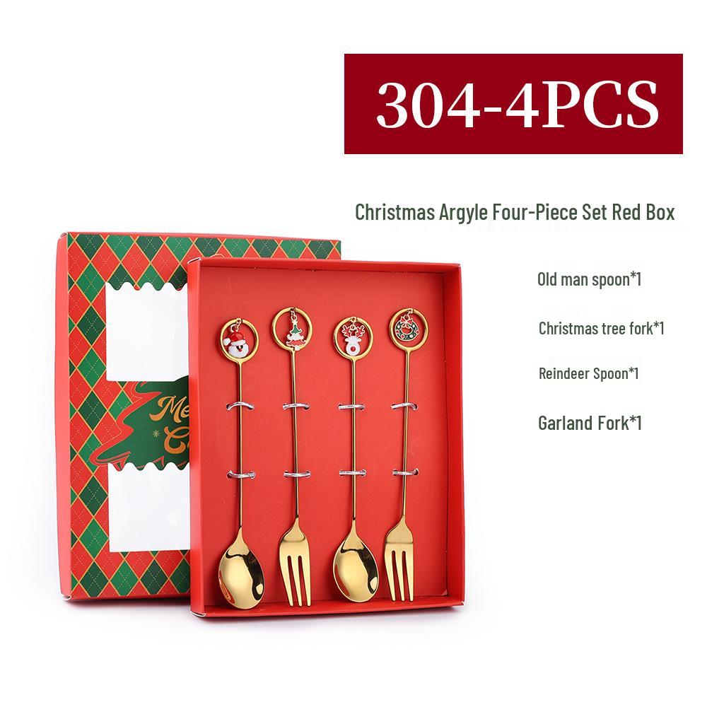 J Creative Christmas Reindeer Spoon & Fork Set - Cute Dessert & Coffee Stirring Gift