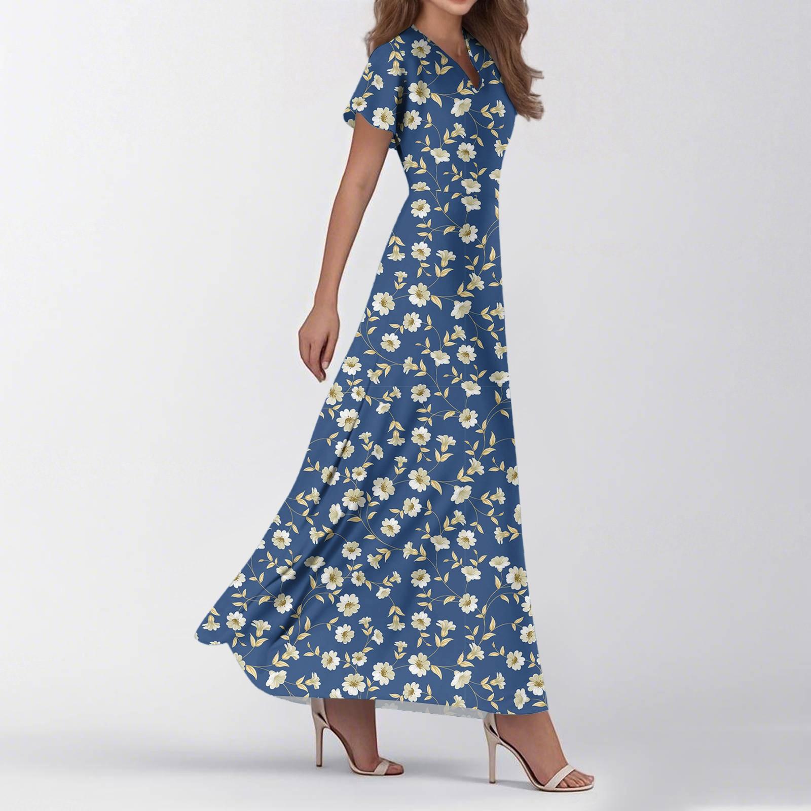 

Женские летние повседневные модные платья с принтом, платья с V-образным вырезом и коротким рукавом XL