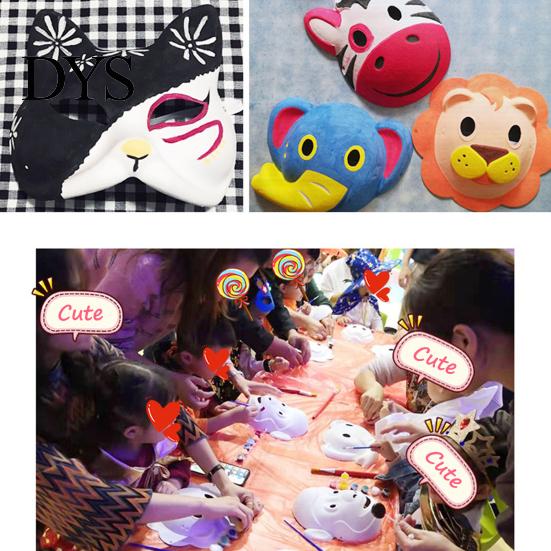 Human Face Party Masque 1 Set Paper Pulp DIY Painting Masquerade Animal Shape for Carnival Parties Favors
