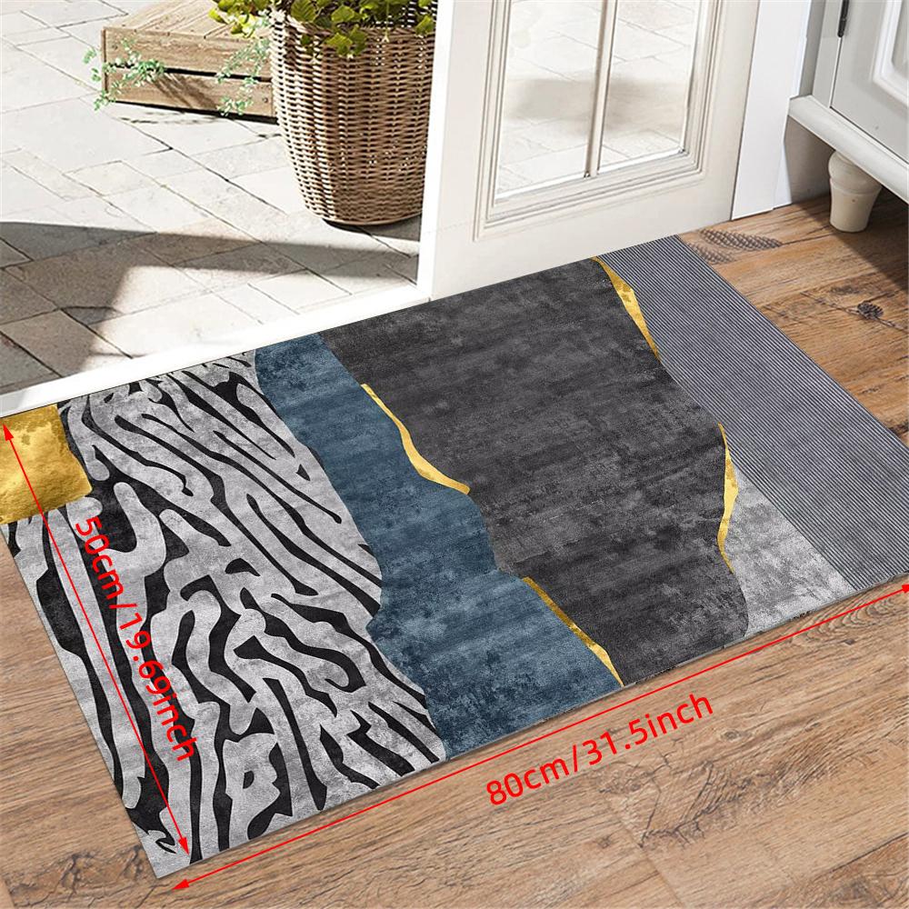 1 Pc 1cm Thickened Abstract Splicing Door Mat Soft Flannel Entrance Door Mat for Home Decor Anti-Slip Carpet Absorb Water Kitchen Bath Mat