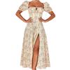 Women Summer Casual Short Sleeve Split Floral Printed Ladies Dress