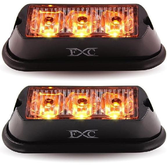 FXC (2PCS 3-LED Strobe Light Purple Waterproof Emergency Beacon Flash Lights,Purishion Caution Bar 12 Different Flashing Car SUV Pickup Truck Van…