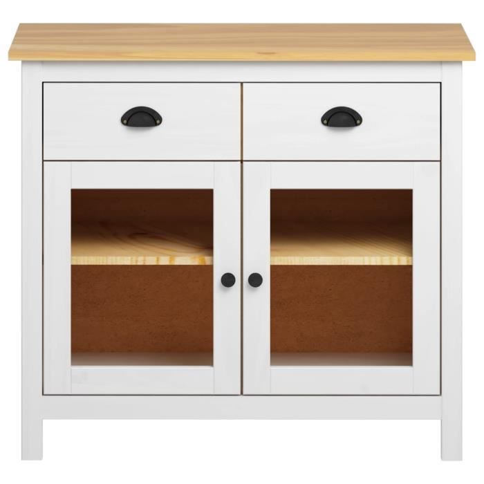 VidaXL Buffet Hill Range Blanc 90x40x80 cm Bois de pin solide