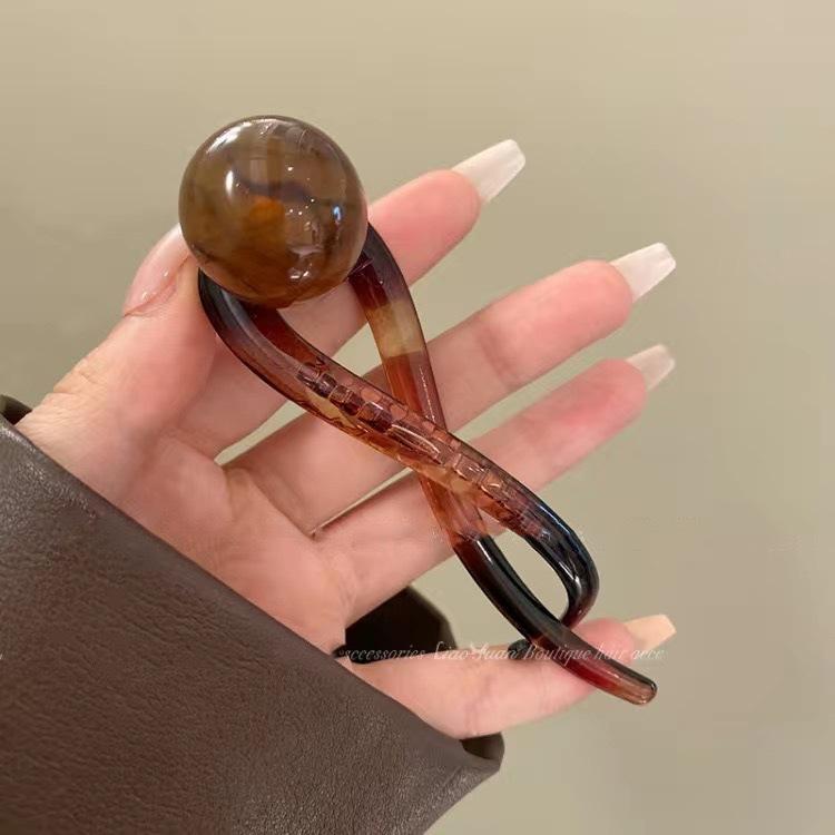 Retro S-förmige Pferdeschwanz-Twist-Haarspangen, modische Perlen-Haarspangen mit Haifisch-Clip, Haarnadeln, Haarspangen, Haarspangen, Haarschmuck für Frauen, Kopfbedeckungen