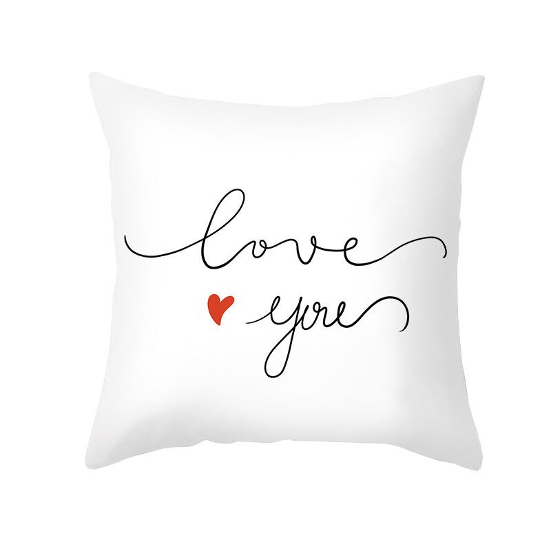 Modern Simple Valentine's Day Short Plush Pillowcase Love Printed Sofa Cushion Home Pillowcase