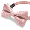 Men's Pre-tied Bow Tie Silk Pink Woven Bowtie Cufflinks Hanky Set for Wedding Party Man Suit Accessories