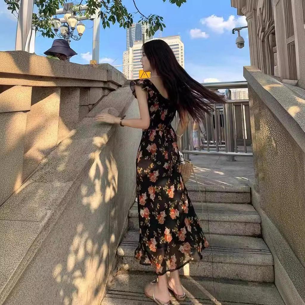 Women's Summer 2024 French-Inspired Seaside Long Dress