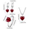 3Pieces Elegant Heart Shaped Cubic Zirconia Jewelry Set Necklace Earrings Ring Lightweight Accessories for Women