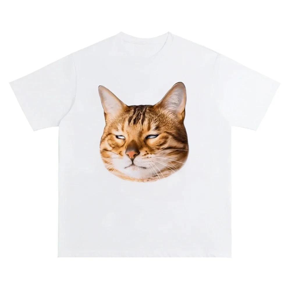 Kätzchen Avatar Bluse Damen T-Shirt Weiblich Y2k Kleidung Mädchen Kawaii Oberteile Haustier Druck Streetwear Niedliche Katze Grafik Kleidung