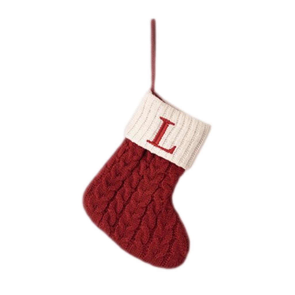 Letter Christmas Stocking Creative Christmas Tree Ornament Christmas Knitted Socks Decoration Props Christmas Decorations