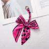 Silk Scarf Keychain with Horseshoe Buckle and Ribbon Bow for Bags and Cars