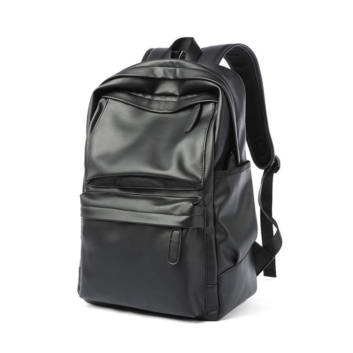 

Мужской модный рюкзак из ПУ кожи, водонепроницаемая повседневная дорожная сумка для 14-дюймового ноутбука чёрный
