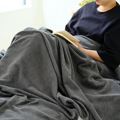 Tsubame Towel, Established In 1912, Made In Japan, Single Size Fluffy Waffle Blanket, 100% Organic Cotton, 145cm X 190cm, Gray, Soft Waffle Pattern, S