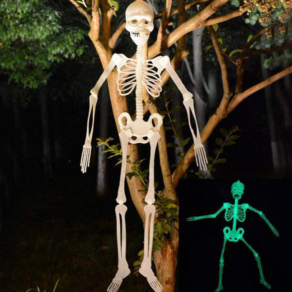 Halloween Hanging Luminous Skeleton Decorations, Full Body Glow-in-The-Dark Skeleton Halloween Bar Party Wall Sticker Decorations