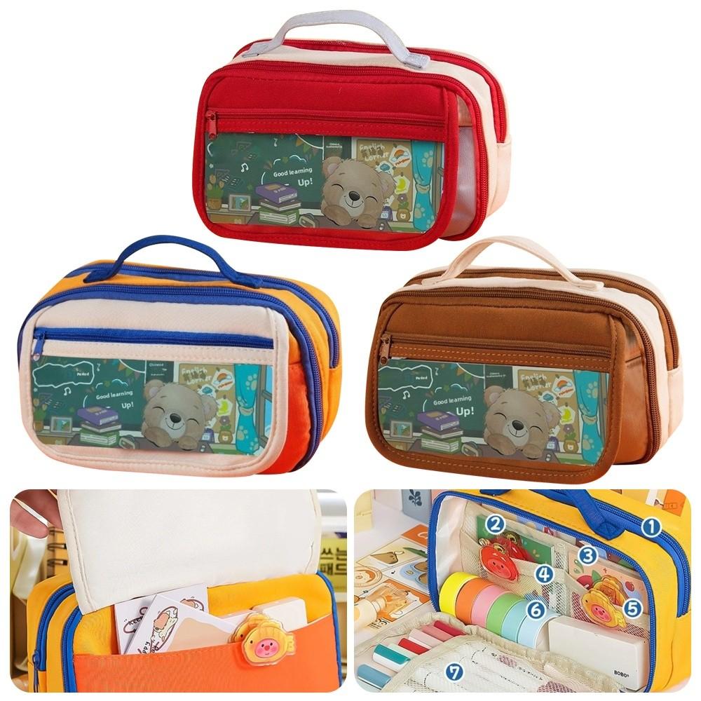 Flip Cover Pen Bag Multilayer Stationery Organizer New Pencil Case Gifts