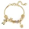 Adjustable Gold Plated Zinc Alloy Bracelet With Panda Crown Heart Charm Geometric Design Women