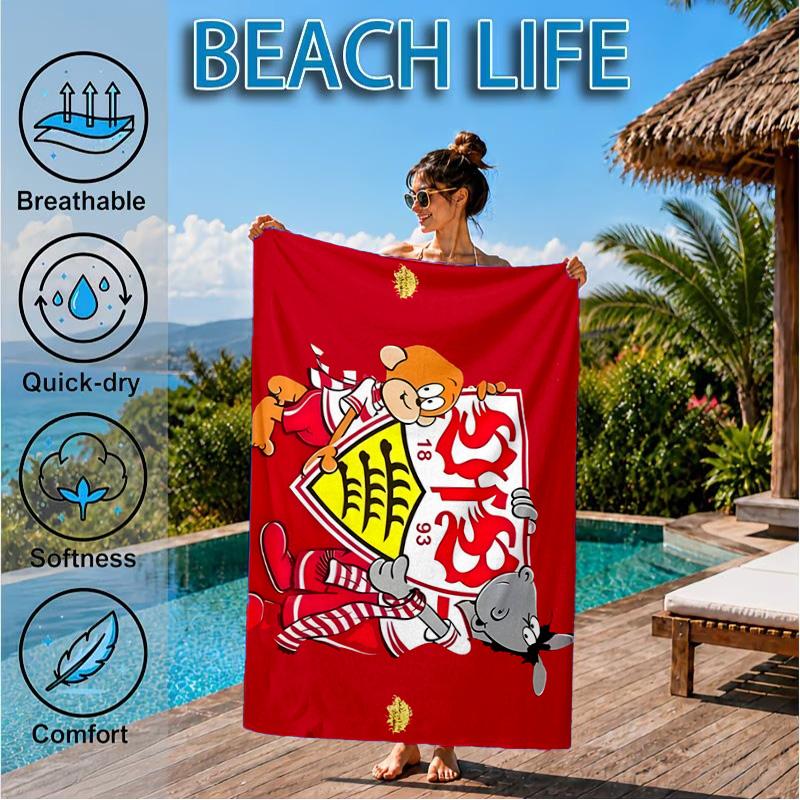 VfB Stuttgart Celebration Beach Towel, Quick-drying, Easy To Care For, Suitable for Both Fitness and Beach Vacations,Sports Essential