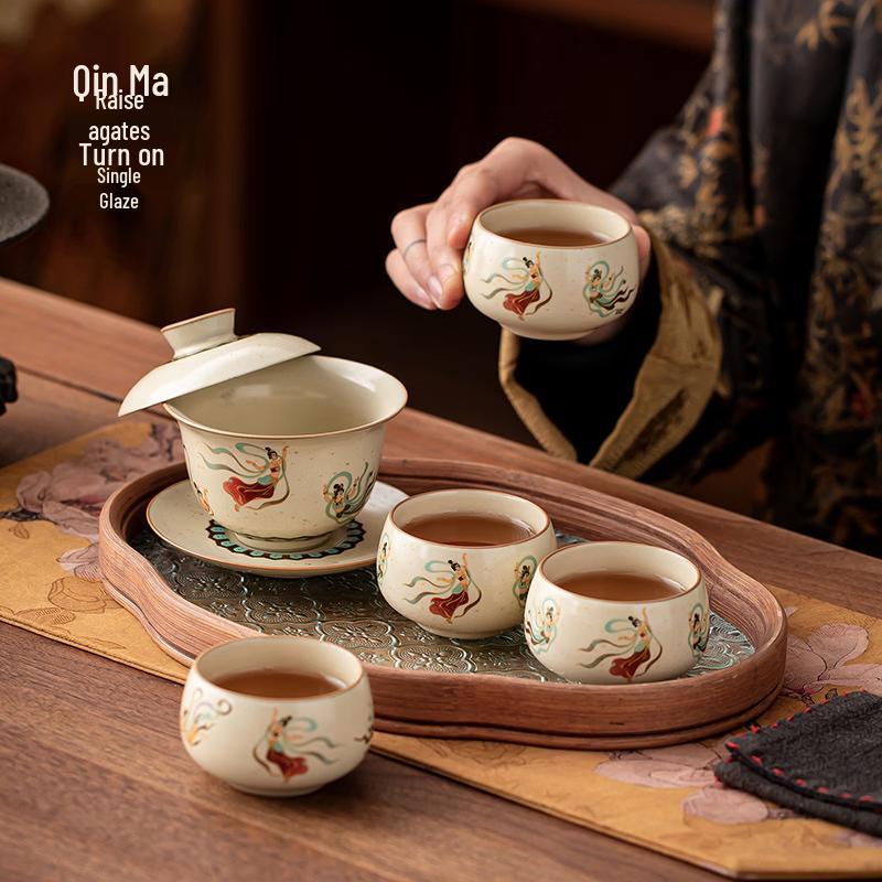 Dunhuang Flying Apsara Ru Kiln Kung Fu Tea Set