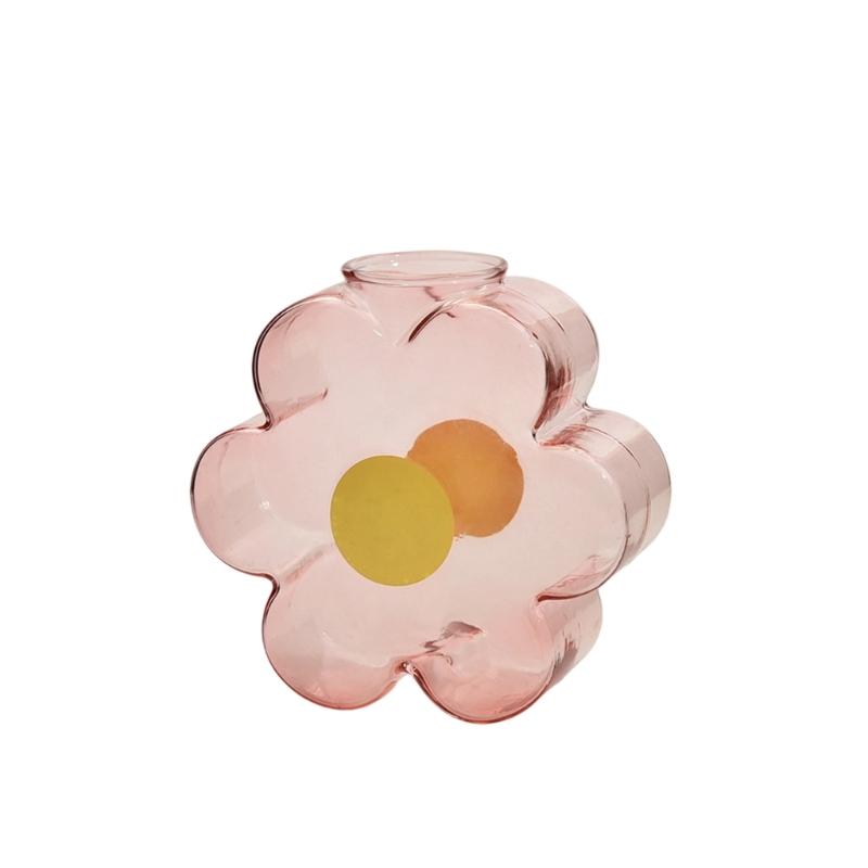 

Glass Flower Vases Multicolor Pattern Table Decoration For Freshly or Dried Flower Office Living Room Display розовый