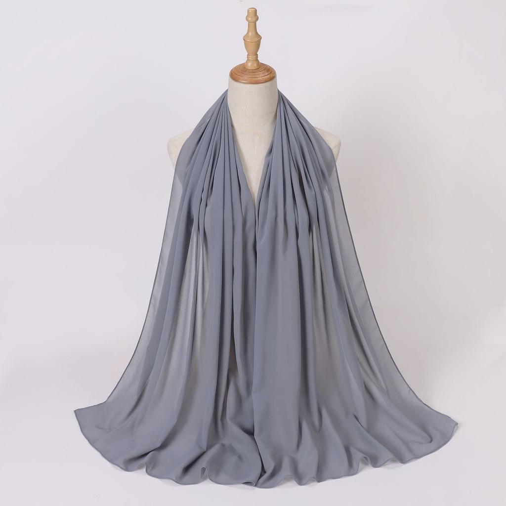 VigoAnne 2025 Middle East Lady Muslim Solid Casual Hijab Shawls Women Plain Scarf Chiffon Islamic Turban Headband 170cm*70cm