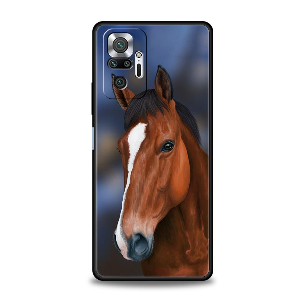 Animal Horse Phone Case Cover for Redmi 14C 10C Note 15 14 13 12 10 11 K40 Pro Plus 5G Soft TPU Shockproof Shell Funda Capas Bag