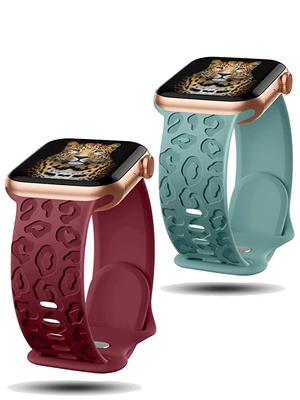Engraved Strap For Apple Watch Ultra 2 Band 44mm 40mm 45mm 49mm 41mm 42mm Leopard Silicone Bracelet Iwatch Series 7 Se 6 8 9 10