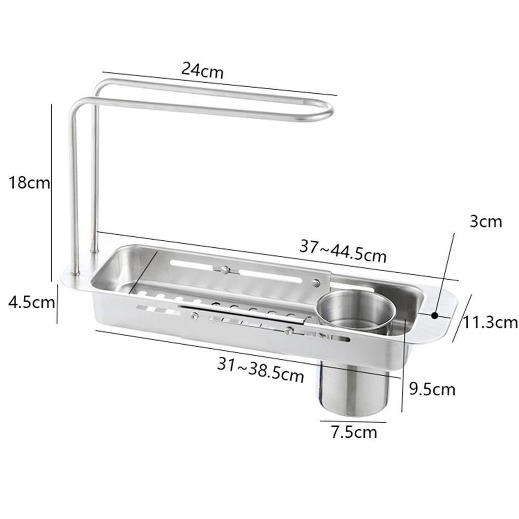 Sink Drain Shelf Stainless Steel Multifunctional Kitchen Sink Organizer Household Storage Shelf Drying Rack Kitchen Utensils