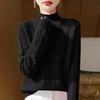 Women's High-Neck Diamond Pattern Knit Pullover Sweater, 2024 Autumn/Winter, Loose Fit, Thickened Short Base Layer