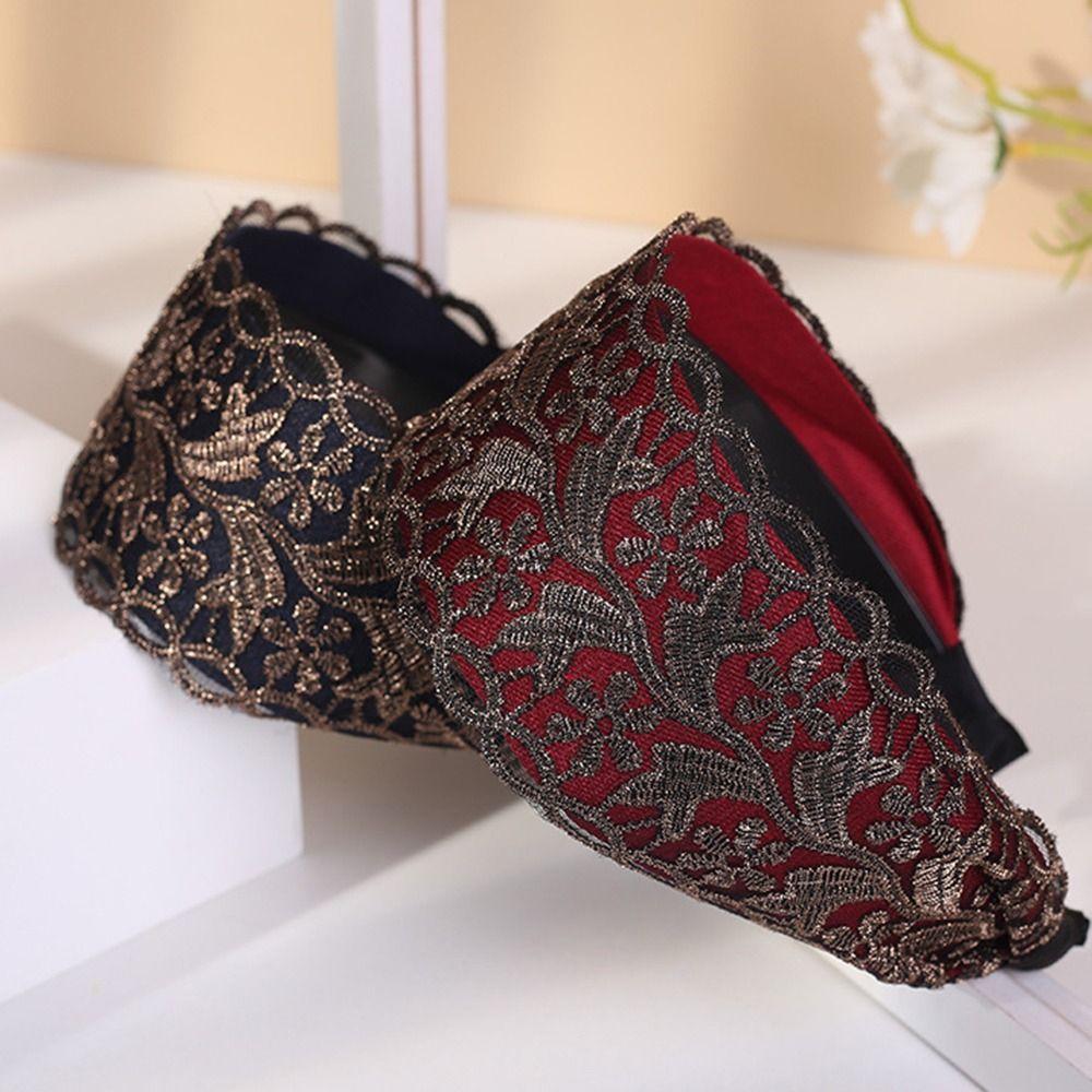 Flowers Lace Mesh Hair Band Wide Side Hollow Headwear Ins Women Lace Hairbands Girls