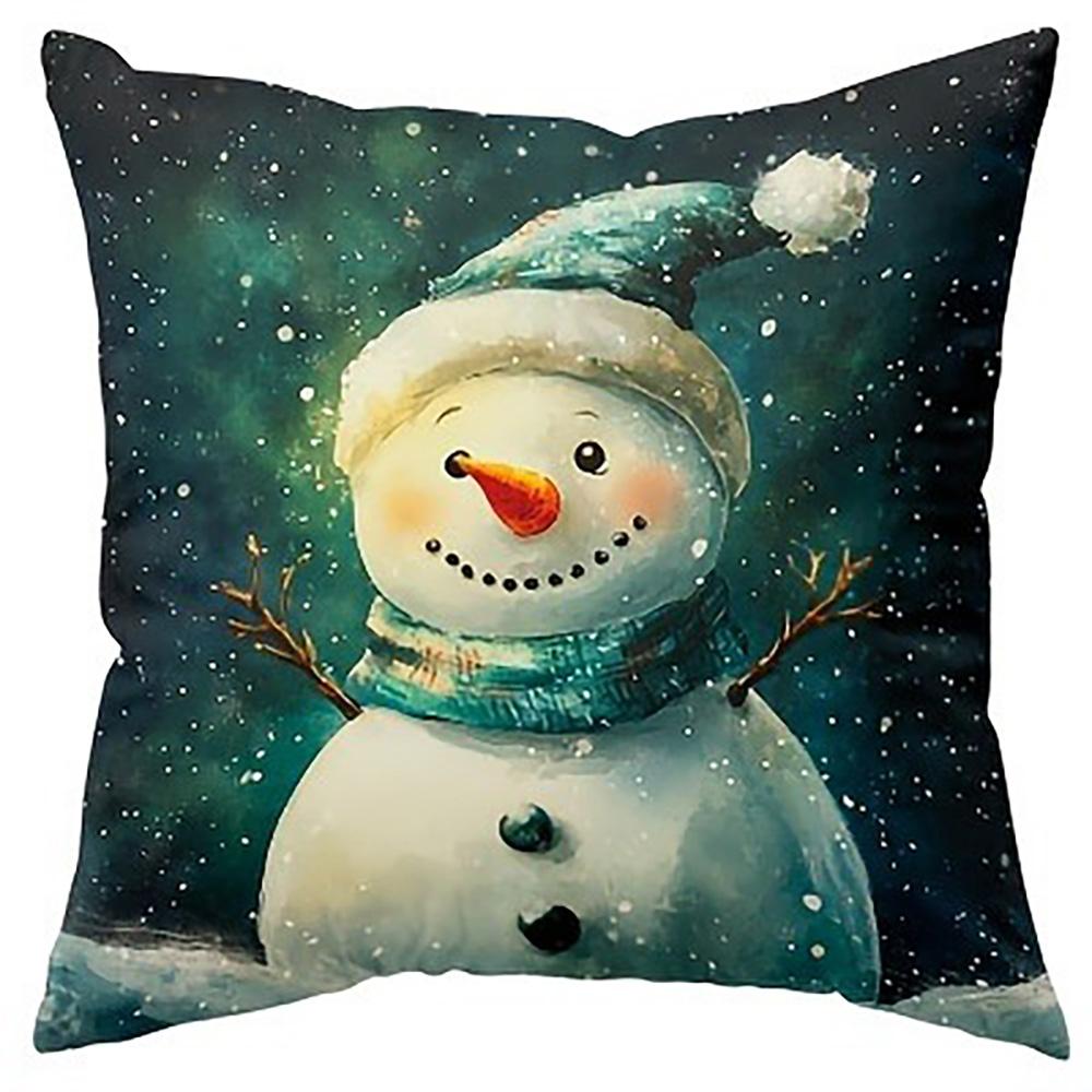 

Christmas Pillowcases: Deer, Snowman, Santa, and Christmas Tree Designs Sofa bed cushion cover, New Year home decoration 16x16Inch